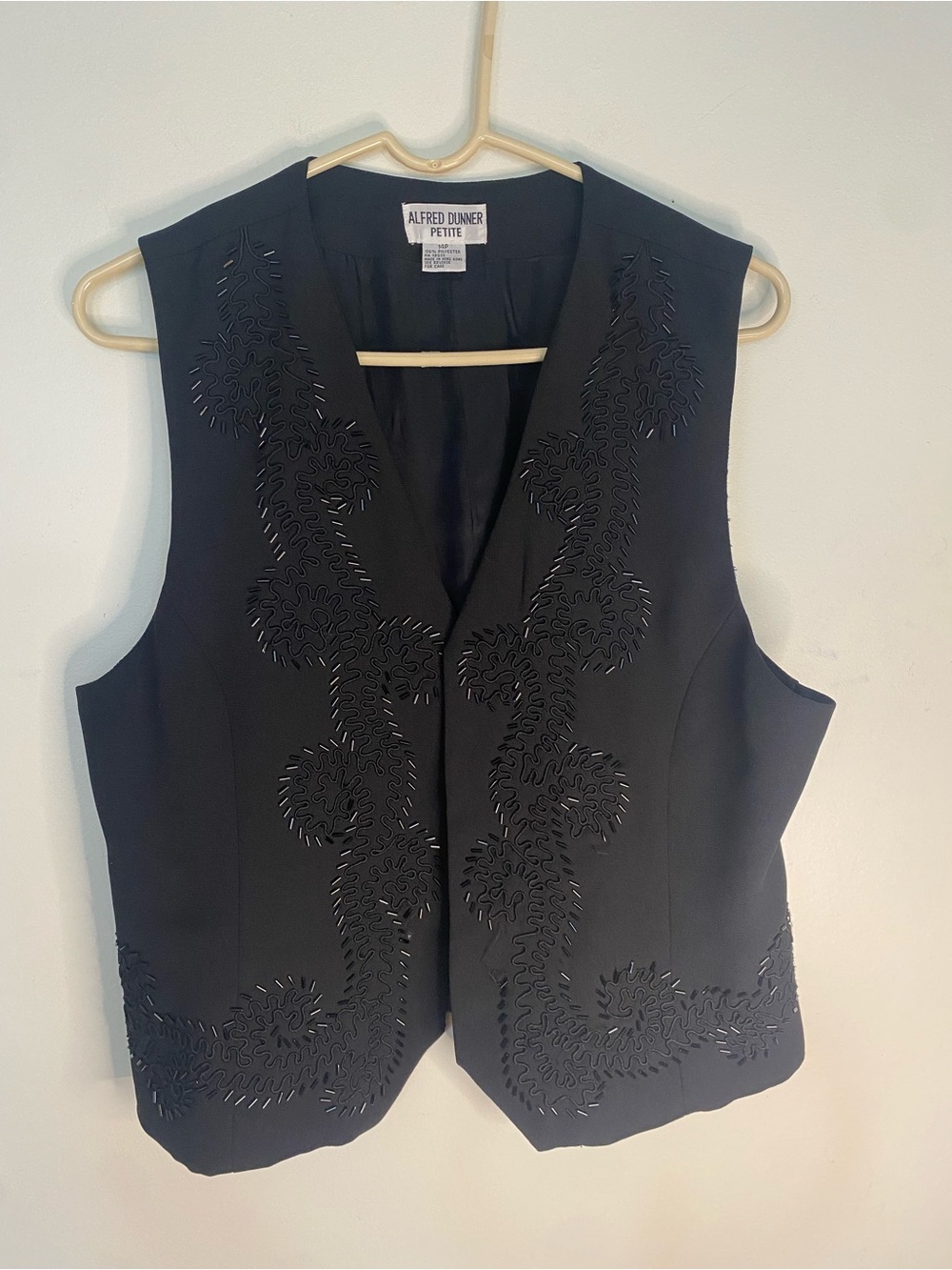Alfred Dunner Petite Black Embellished V-Neck Vest
